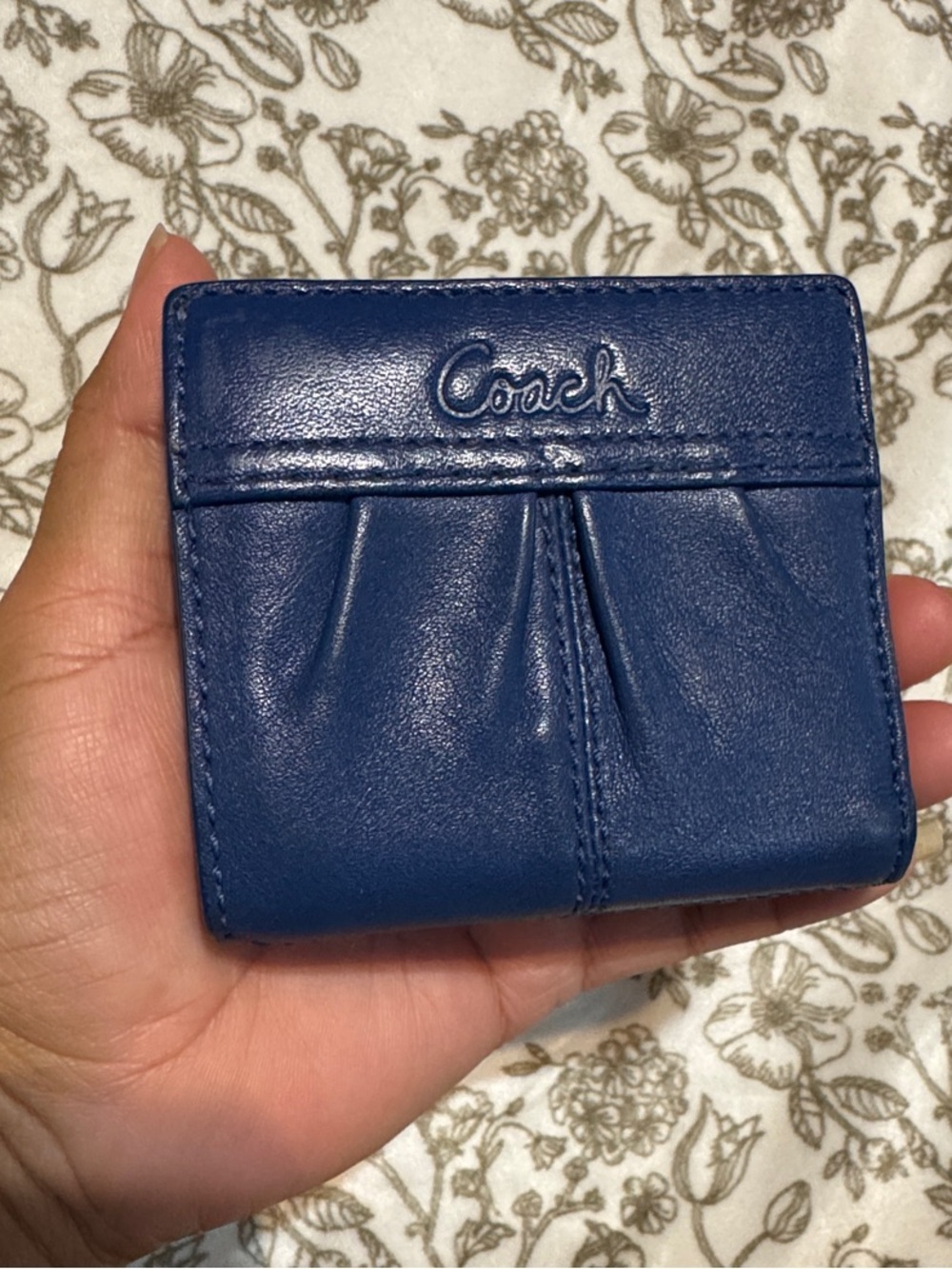 Coach Navy Blue Leather Compact Card Holder